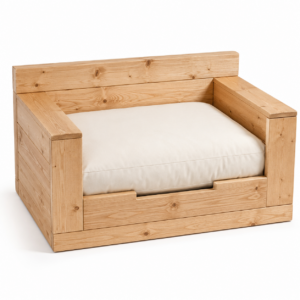 Drewniany fotel-legowisko dla psa L 90 × 65 × 45 cm