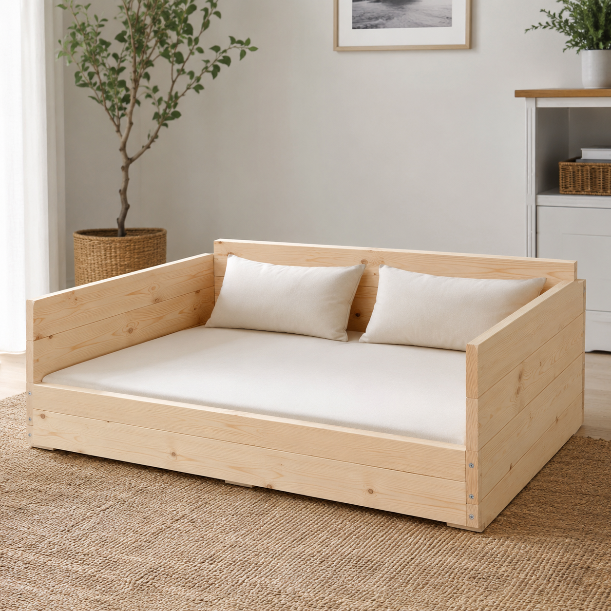 Drewniana sofa-legowisko dla psa M 80 × 55 × 38 cm