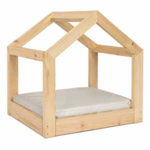 Drewniane łóżko dla psa w kształcie domku S 60 × 45 × 60 cm