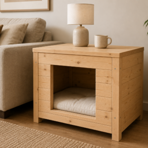Drewniany domek-stolik dla psa M 70 × 55 × 65 cm