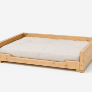 Niskie drewniane legowisko dla starszego psa 80 × 60 × 18 cm