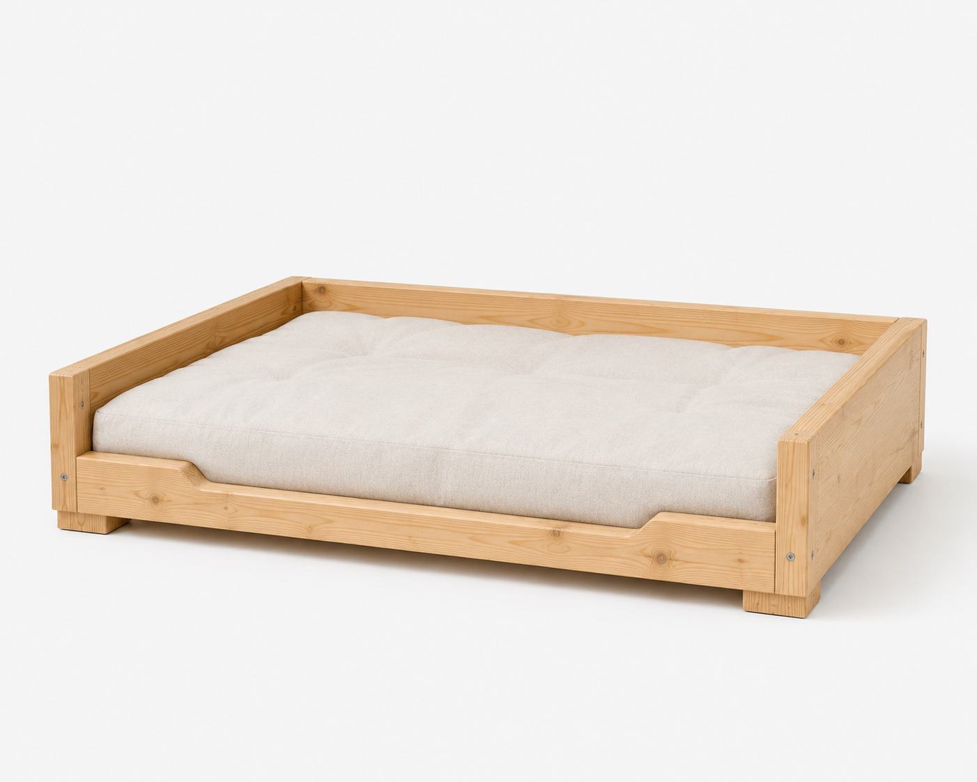 Niskie drewniane legowisko dla starszego psa 80 × 60 × 18 cm