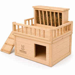 Drewniany domek dla kota dwukomorowy 80 × 45 × 45 cm