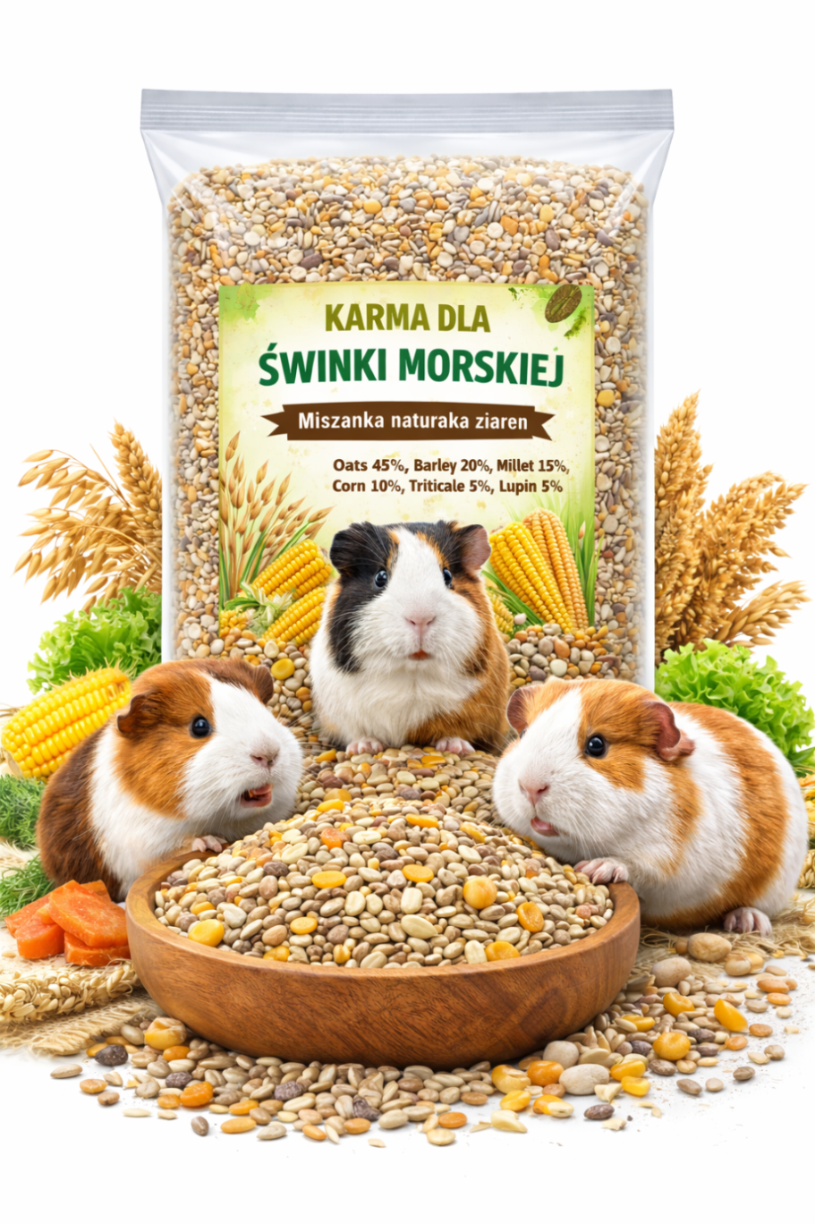 Karma dla świnki morskiej mieszanka ziaren naturalna 20kg