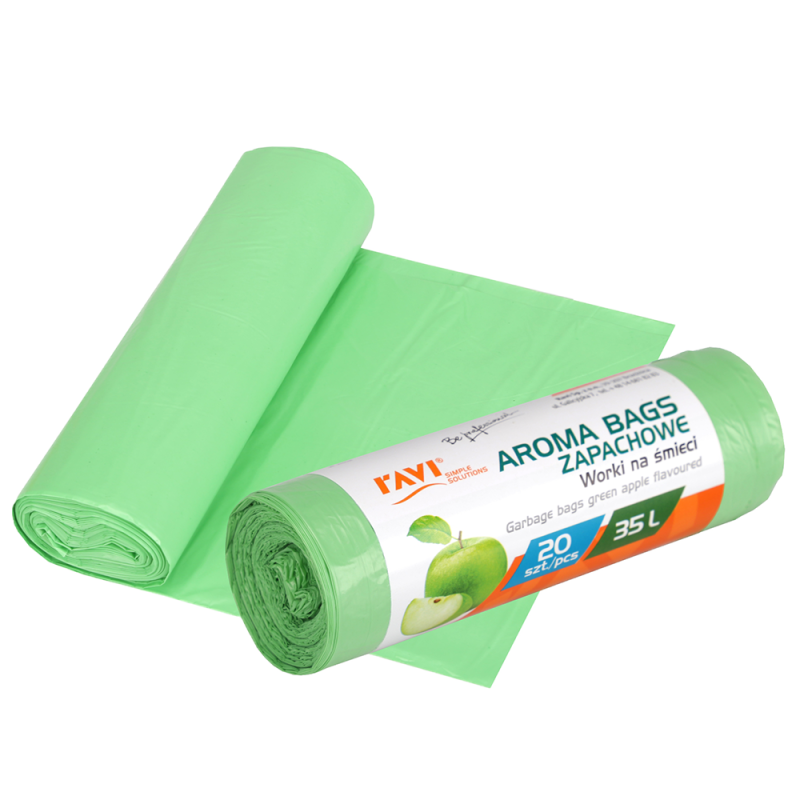 Worki na śmieci Aroma Bags Zielone Jabłuszko, 35 l – 20 szt.