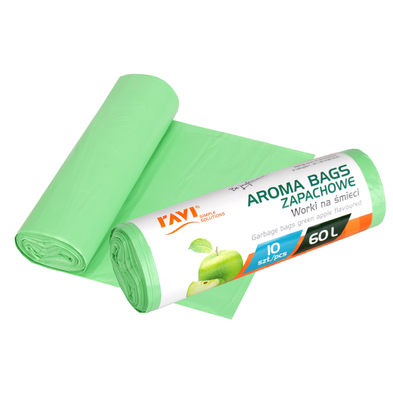 Worki na śmieci Aroma Bags Zielone Jabłuszko, 60 l – 10 szt.