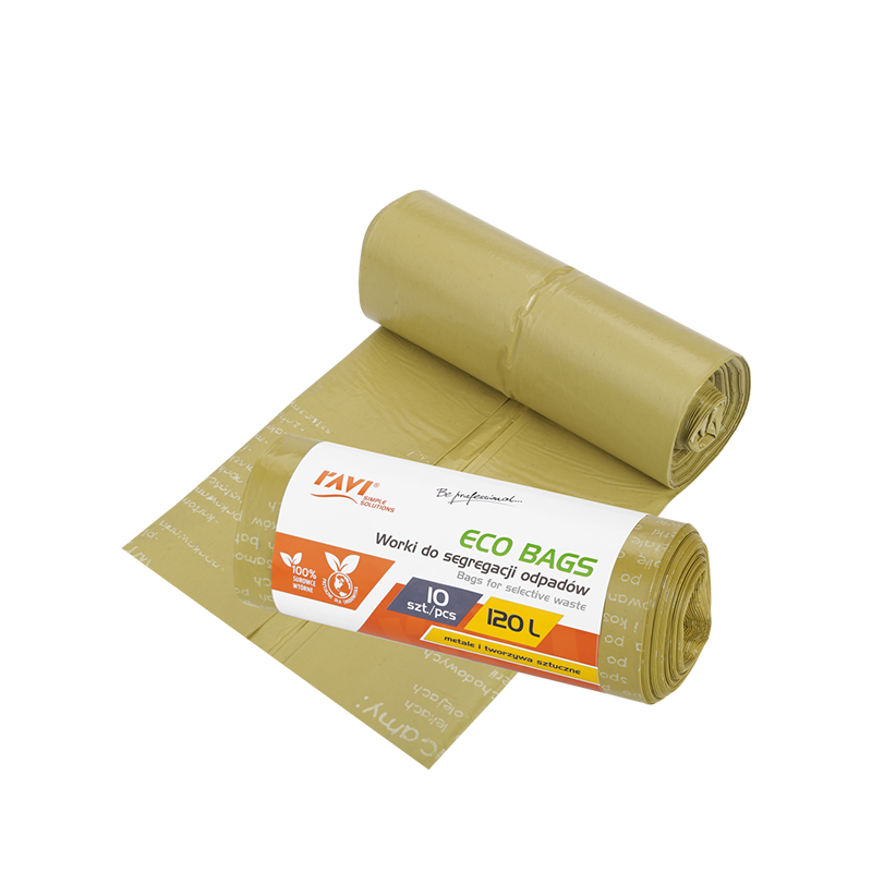 Worki Eco Bags 120 l, 10 szt. żółte (plastik)
