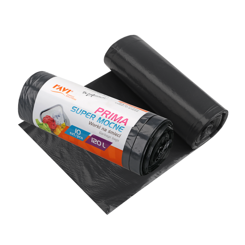 Worki na śmieci Prima 120 l LDPE czarne – 10 szt.